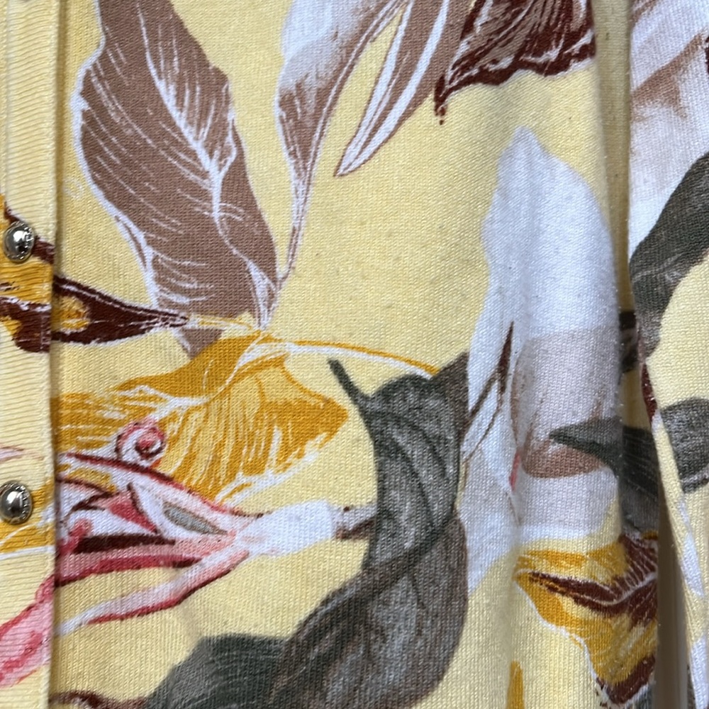 White House Black Market Havana Gardens Yellow Floral Print Cardigan Medium - Picture 2 of 6